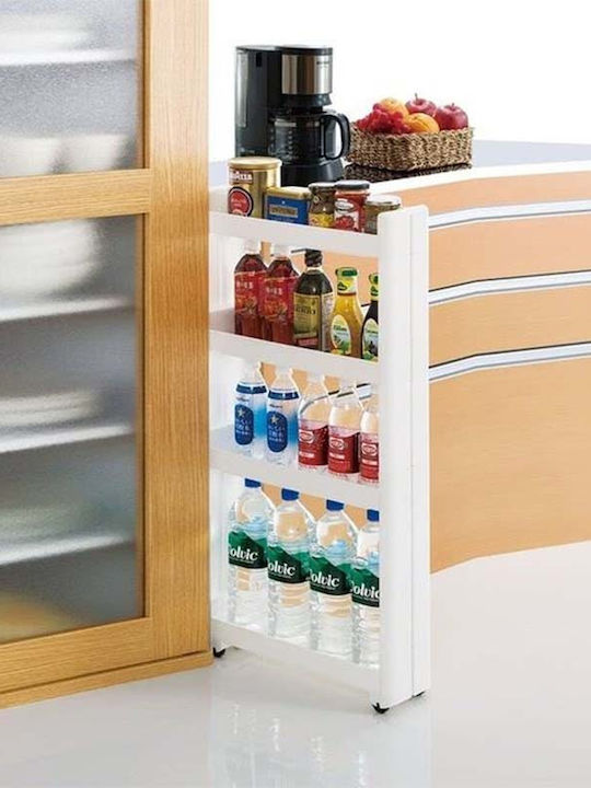 Kitchen Trolley Plastic in Gray Color 4 Slots 49.5x14x101cm