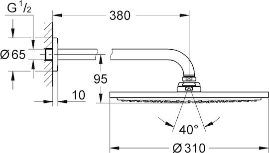 Grohe Essense Super Στρογγυλή Κεφαλή Ντουζ 31cm με Βραχίονα 38cm Grohe Essense Super Στρογγυλή Κεφαλή Ντουζ 31cm με Βραχίονα 38cm