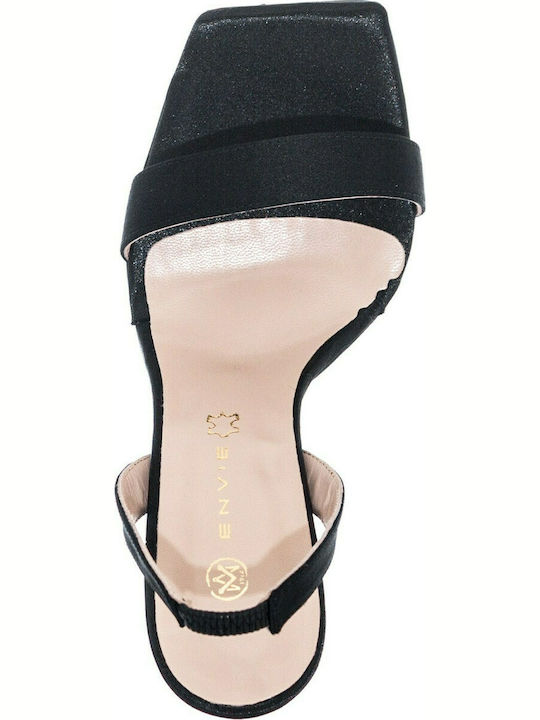 Women's Sandals with Thin High Heel In Black Colour E02-13175-34