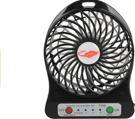 USB Ventilator mit Wiederaufladbarer Batterie 5W Schwarz