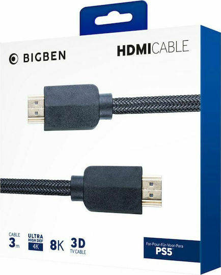 Nacon Cabluri HDMI 2.1 Ultra High Speed 48Gbps 4K 120Hz HDR VRR Braided HDMI De Sex Masculin - HDMI De Sex Masculin 3m Negru