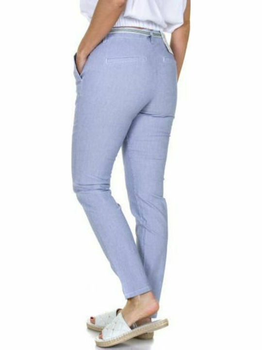 Tom Tailor Femei Pantaloni Chino cu Croială Slim Albastru deschis