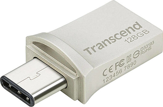 Transcend JetFlash 890 128GB USB 3.1 Stick with connection USB-A & USB-C Silver