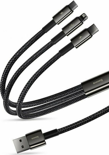 Baseus Tungsten Gold Geflochten USB zu Blitzschlag / Typ-C,TC-TC / Micro-USB Kabel 3.5A Schwarz 1.5m (CAMLTWJ-01)