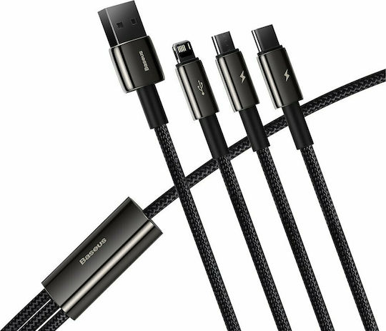Baseus Tungsten Gold Geflochten USB zu Blitzschlag / Typ-C,TC-TC / Micro-USB Kabel 3.5A Schwarz 1.5m (CAMLTWJ-01)