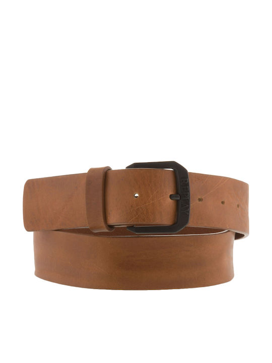 Wide Men's Belt Leather Brown
