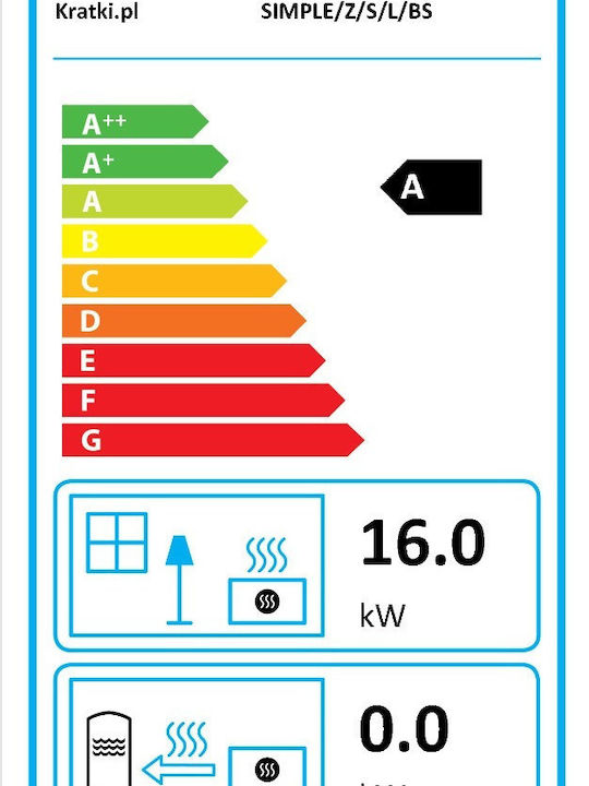 Kratki Simple Z S L BS Ενεργειακό Τζάκι Κασέτα Ξύλου 16kW Αριστερή Γωνία με Ανοιγόμενη Πόρτα