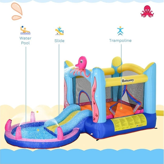 Outsunny Φουσκωτό Octopus Κάστρο με Τραμπολίνο & Τσουλήθρα για 3+ Ετών