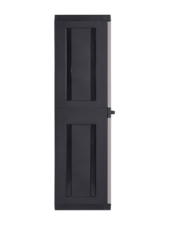 Δίφυλλη Ντουλάπα Bios Mega XXL Πλαστική με 3 Ράφια Black / Warm Grey 89x54x190εκ.