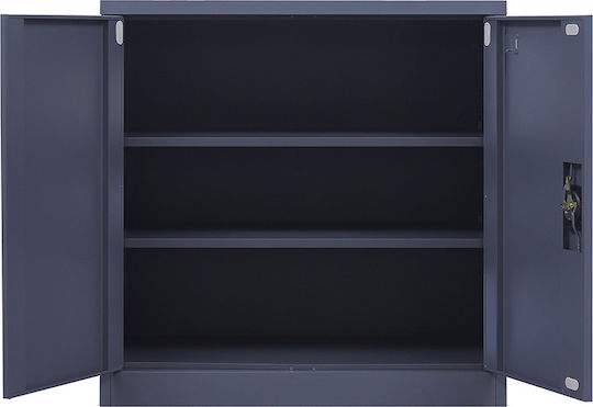 Double-leaf Metallic Gavanized Outdoor Storage Cabinet with Locking Capability with 2 Shelves Anthracite Matte 90x45x91 cm