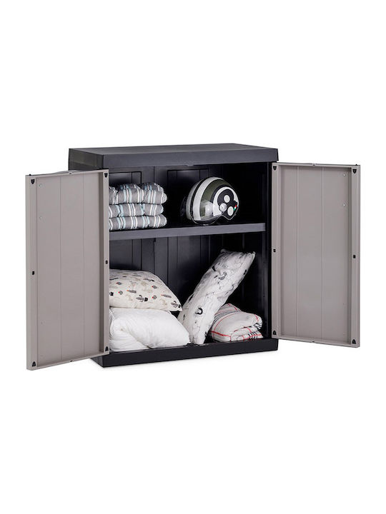 Zweiflügeliger Schrank Bios Mega Kunststoff mit 1 Regal Black / Warm Grey 304 89x54x96cm