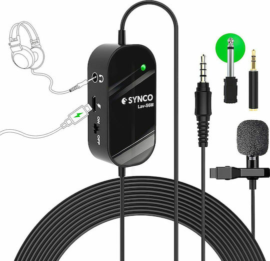 Synco LAV-S6M Комплект Кондензатор (Малка диафрагма) Микрофон Изскачащо меню Журналистически в Черен Цвят