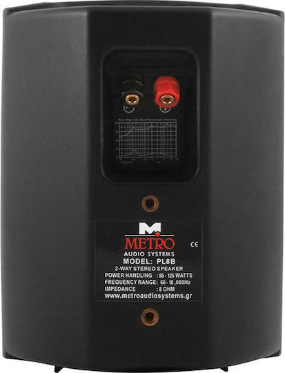 Metro PL8 Boxă De Instalare Pasivă De Perete 85W Bucată 27x22x36cm Neagră