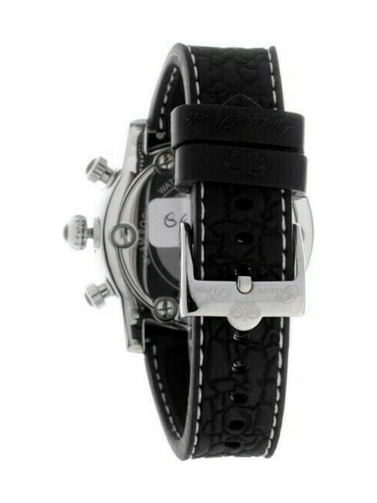 Glam Rock Watch with Black Leather Strap