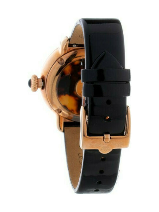 Glam Rock Watch with Black Leather Strap