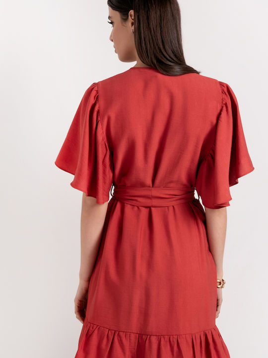 Toi&Moi Summer Mini Dress with Ruffle Red