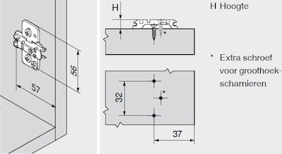 Blum 175Η7100 Metallic Cabinet Clip ±2mm