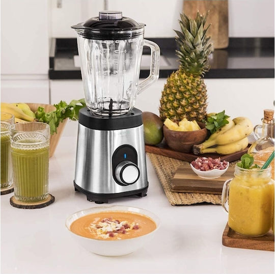 Cecotec Power Black Titanium 1000 Μπλέντερ με Γυάλινη Κανάτα 1.5 lt 1000W Inox