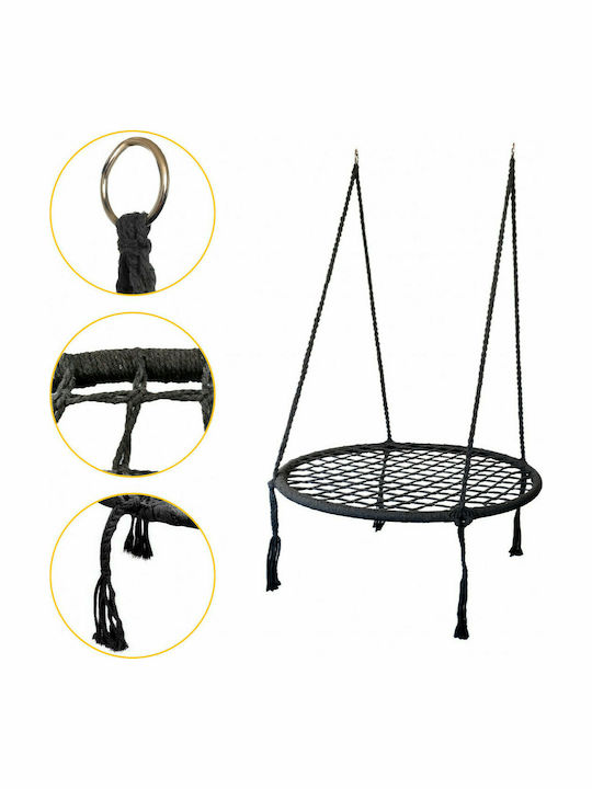 GW-908 Leagăn Suspendat Fotoliu Din Material Textil Negru Rezistent Până La 120kg 80x80x100cm