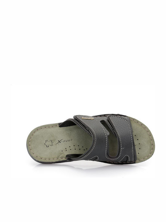 Leder Herrensandalen in Schwarz Farbe