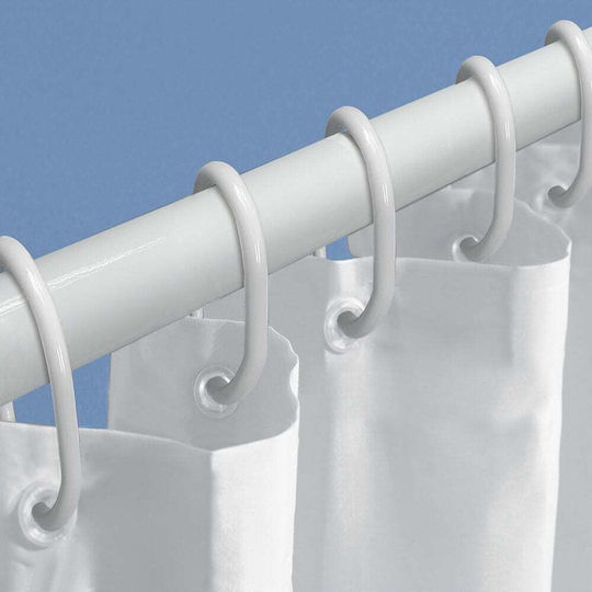 Telescopic Shower Curtain Rod Straight Plastic White 125cm