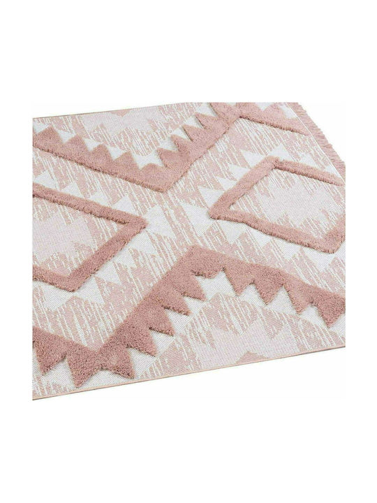 Madi Tribe Rug Rectangular Summer Cotton with Fringes Grey Pink