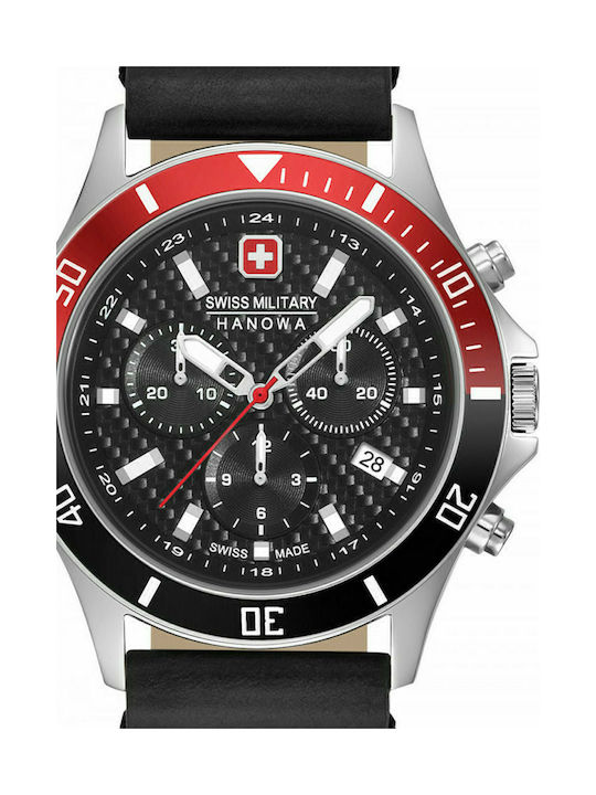 Swiss Military Hanowa Flagship Racer Watch Chronograph Battery with Black Leather Strap