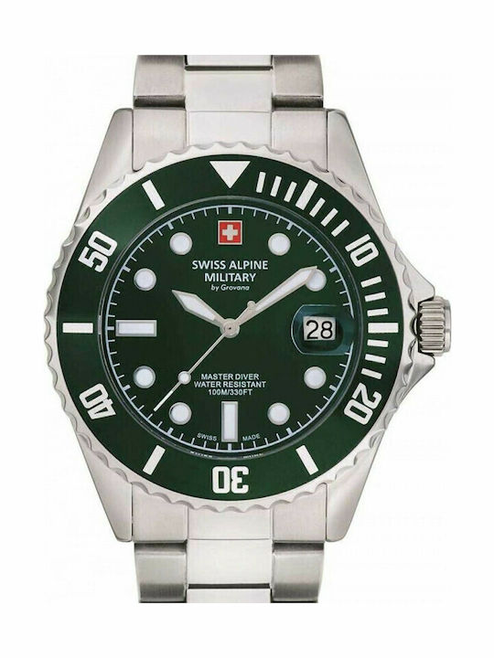 Swiss Alpine Military by Grovana Men's Watch 42mm Battery with Silver Metal Bracelet