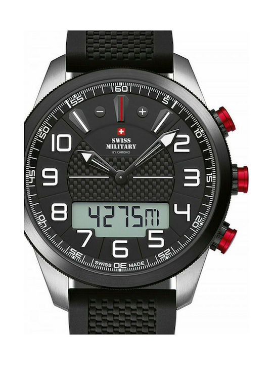 Swiss Military by Chrono Rubber Chronograph Αναλογικό/Ψηφιακό Ανδρικό Ρολόι 40mm Χρονογράφος Μπαταρίας με Μαύρο Καουτσούκ Λουράκι