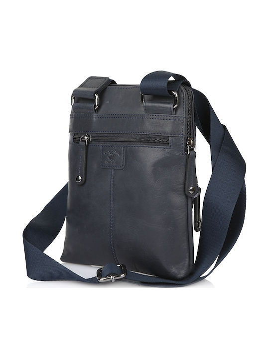 Leather Men's Bag Shoulder / Crossbody Navy Blue