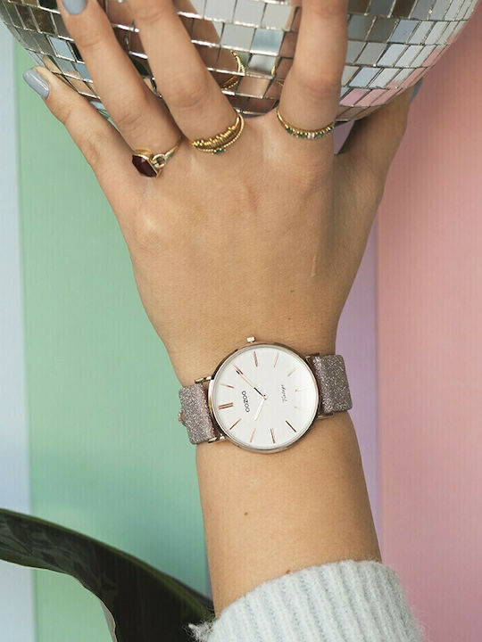 Oozoo Vintage Дамски Часовник 40mm Кварцов със Сива Кожена Каишка