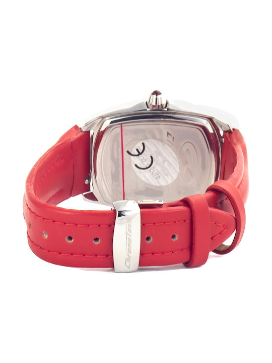 Chronotech Watch with Red Leather Strap CT7588L-04