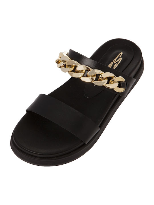 Sandale Casual Damă Din Piele Negru