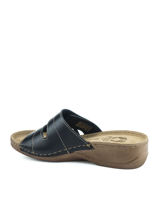 Milena 2002 Leather Women's Flat Sandals Anatomic in Black Color