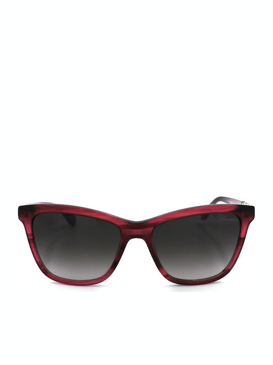 Blumarine Women's Sunglasses with Red Plastic Frame and Black Gradient Lens SBM714 099H