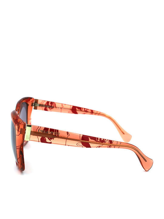 Emilio Pucci Damen Sonnenbrille mit Orange Gestell und Orange Verlaufsfarbe Linse EP740S 643