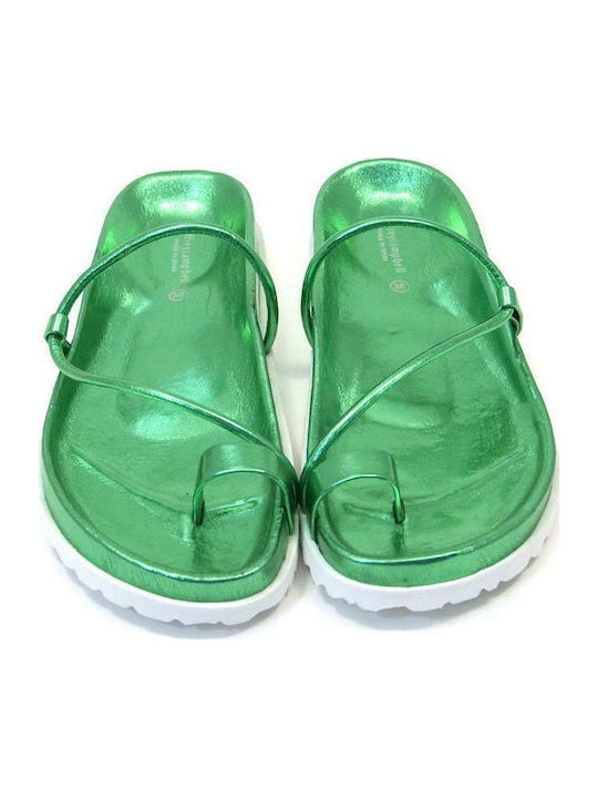 La Palma Women's Flat Sandals in Green Color