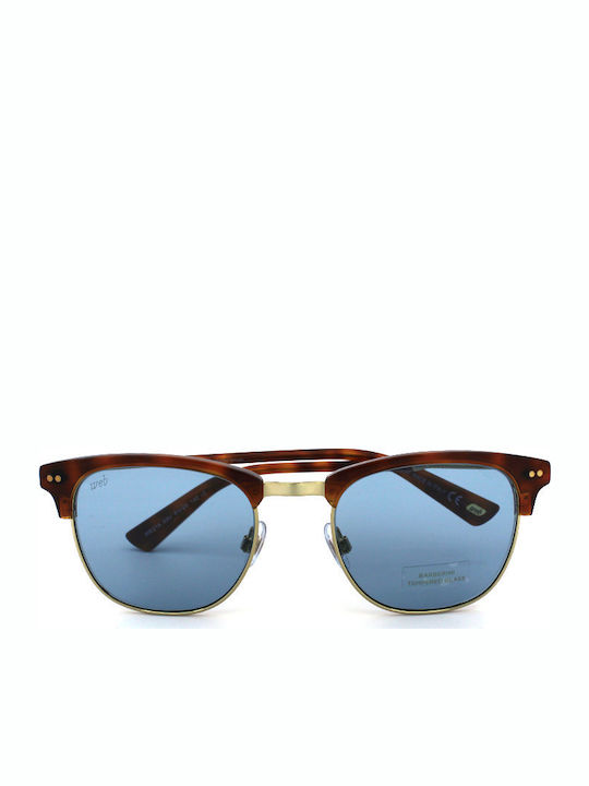 Web Unisex Sunglasses with Brown Tartaruga Frame and Light Blue Lens WE214 53V