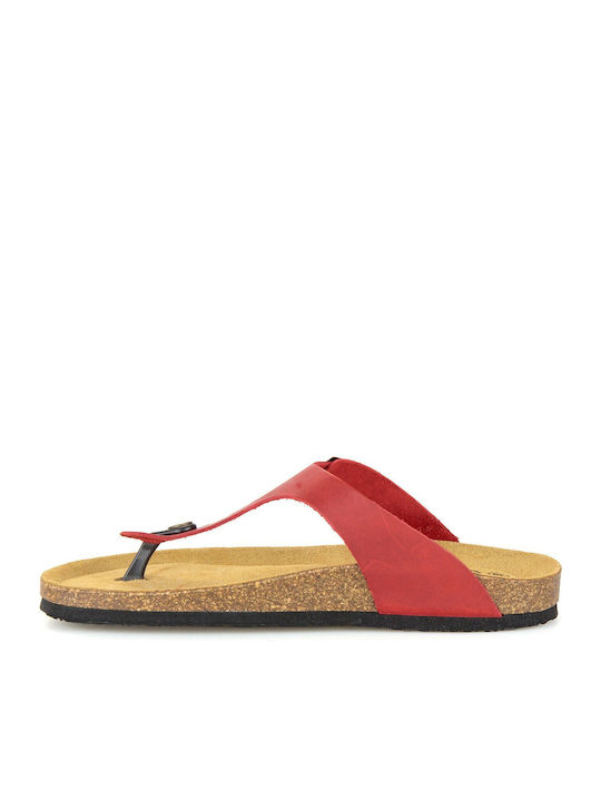 Leather Women's Flat Sandals Anatomic in Red Color