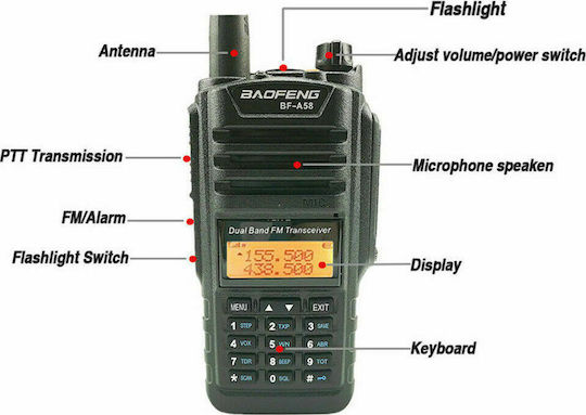 Baofeng BF-A58S Walkie Talkie 8W with Monochrome Screen