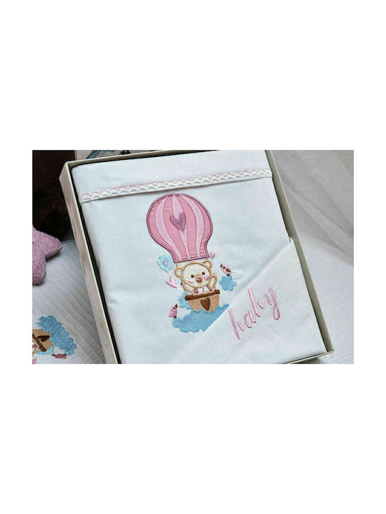 Cokitex Baloon Baby Sheets Set Crib Cotton White 120x160cm 3pcs