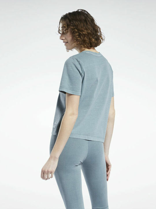 Reebok Classics Natural Dye Women's Athletic Cotton Blouse Short Sleeve Midnight Pine