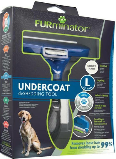FURminator Undercoat Tool Comb Large for Long-Haired Dogs with Razor for Hair Removal Black