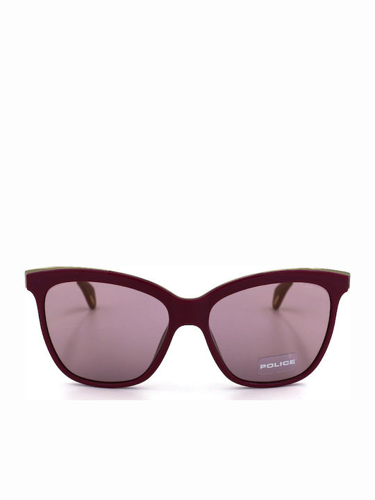 Police Women's Sunglasses with Burgundy Plastic Frame and Burgundy Lens SPL621 Z05G