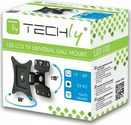 Techly ICA-LCD 201 ICA-LCD 201BK Βάση Τηλεόρασης Τοίχου με Βραχίονα έως 30" και 23kg Black Μαύρο