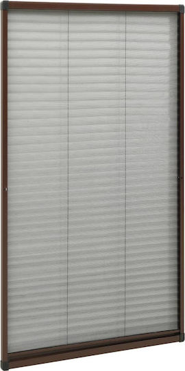vidaXL Mosquito Net Window Pleated Fiberglass Brown with Frame 160x80cm
