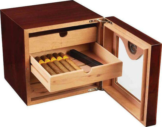 Grand Value Cigar Humidifier Wood Showcase for 100 Cigars with Hygrometer 24.5x24.5x23.5cm