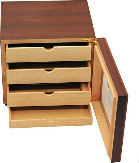 Grand Value Cigar Humidifier Wood Showcase for 100 Cigars with Hygrometer 24.5x24.5x23.5cm