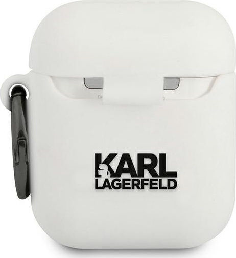 Karl Lagerfeld Choupette Fun Hülle Silikon mit Haken in Weiß Farbe für Apple AirPods