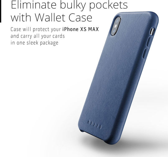 Mujjo Full Leather Umschlag Rückseite Leder 1mm Blau (iPhone XS Max)